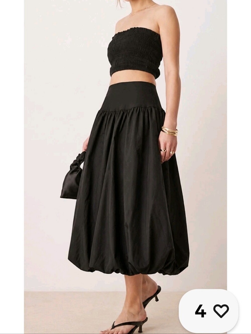 Emerson Lang Young  contemporary Women's High-Waist Bubble Skirt in Black Size M